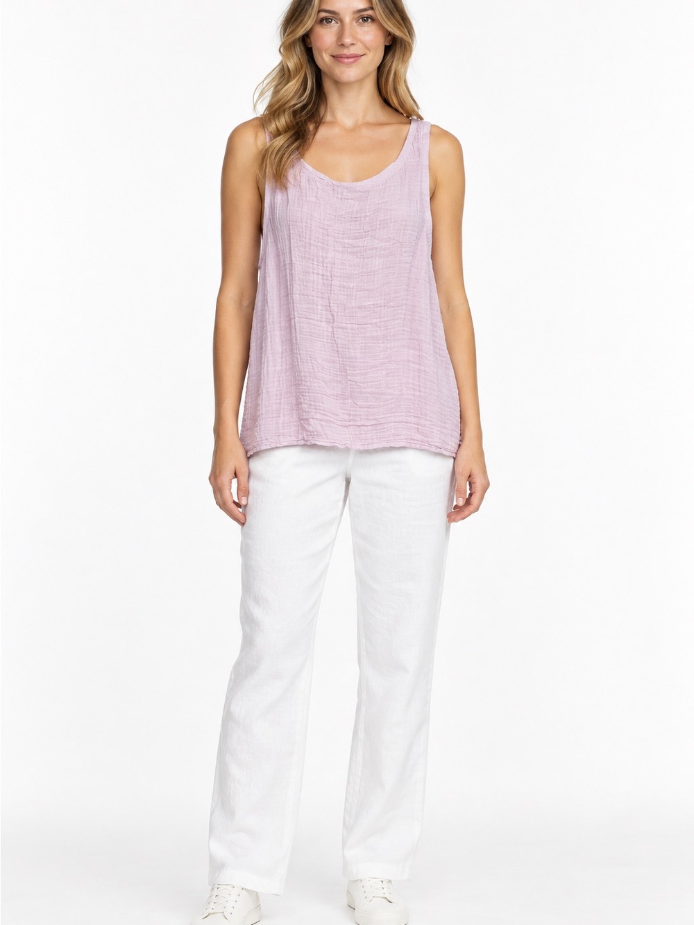 67. Eileen Fisher • Light Purple Gauzy cotton tank